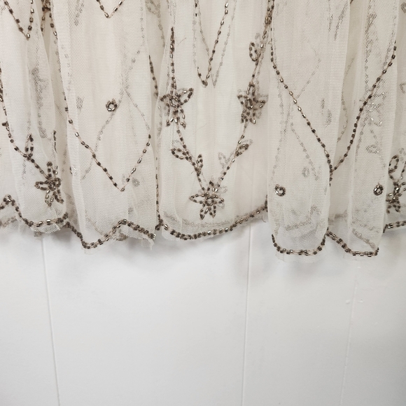 Free People Sheer Mesh Beaded Art Deco Mini Dress Sleeveless Eras Boho Large - Picture 6 of 15